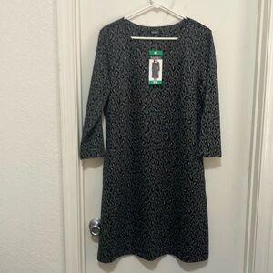 Original Nicole Miller, Black/Gray/Brown, XL long sleeve dress